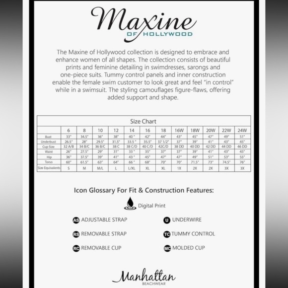 Maxine Of Hollywood Women's Romper One Piece Swimsuit NWT 18 - Picture 5 of 10